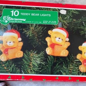 VTG Christmas Around The World Blow Mold Teddy Bear String Lights  set of 10